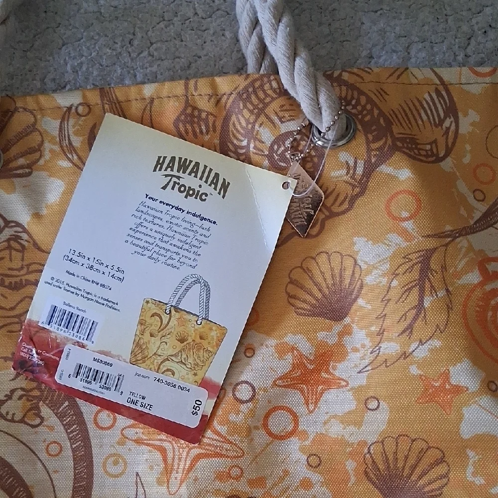 New Hawaiian Tropic Yellow Beach Tote Bag
